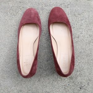 J.Crew Suede Leather Block Heel Shoes Burgundy size 7